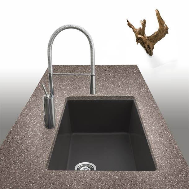 Houzer Quartztone 20.5'' W Double Bowl Granite Undermount Kitchen Sink